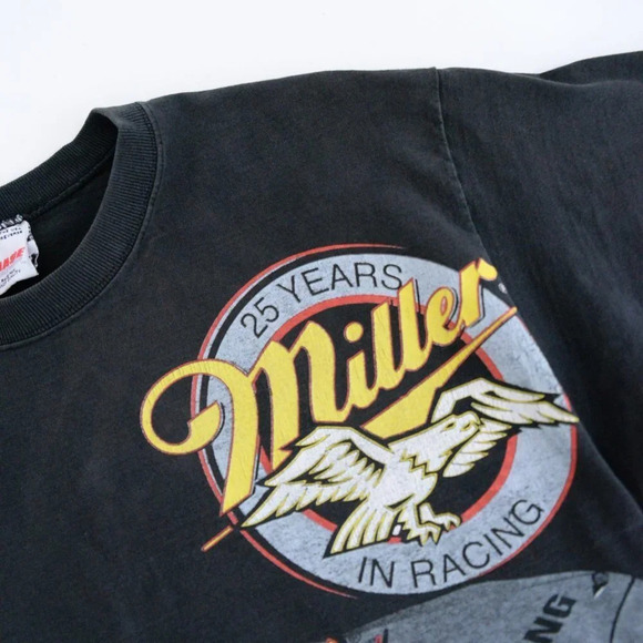 Vintage Chase Race Wear Y2K Black "Miller We Race for Beer" Brad Keselowski Tee - Picture 10 of 16